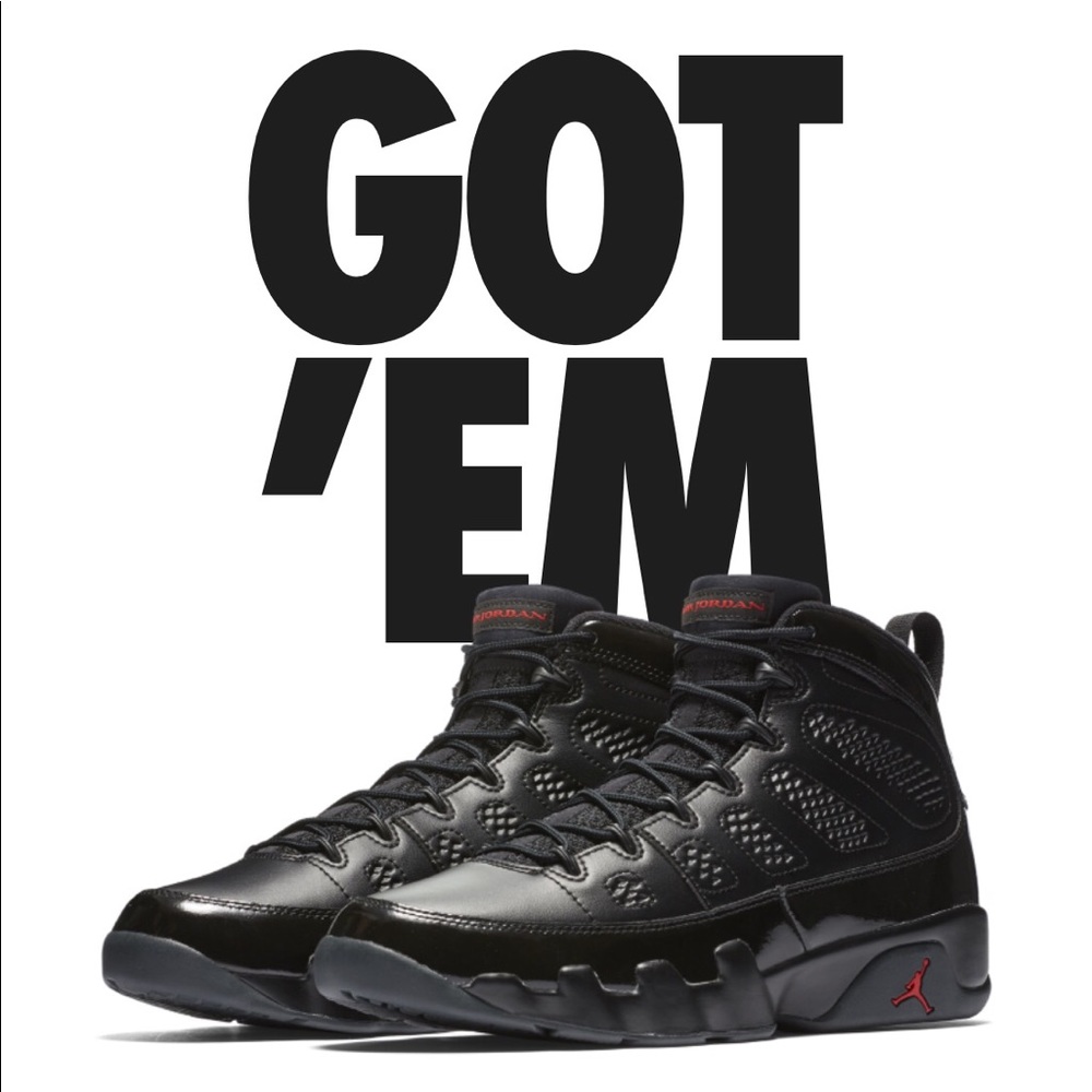 NIKE AIR JORDAN 9 RETRO BRED PATENT LEATHER.